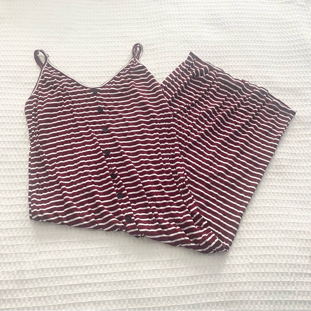 SHEIN maroon striped ribbed button front dress size XXL